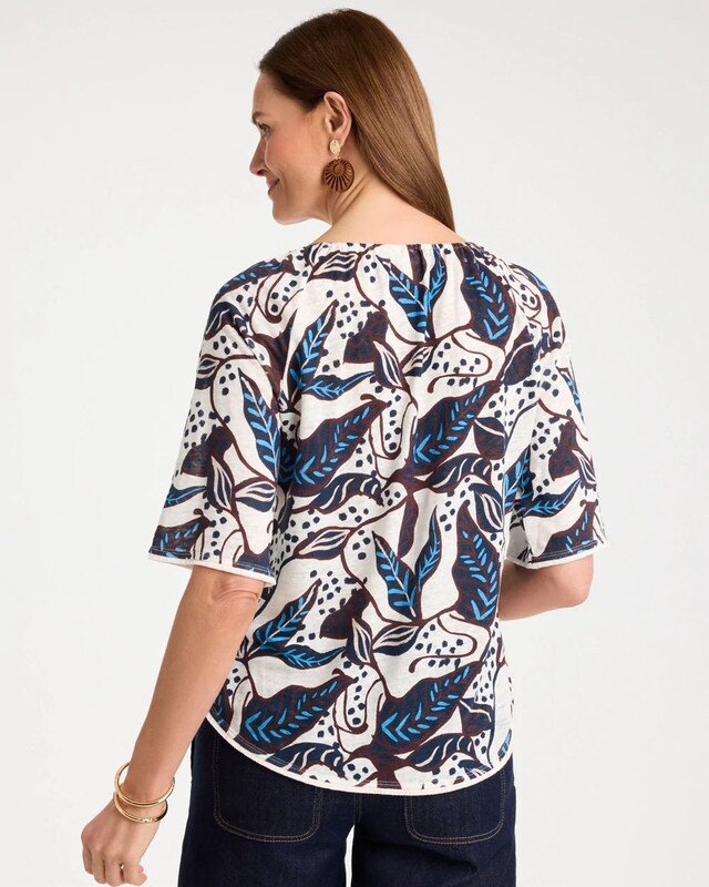 Printed Linen Fringed Tee - image 3